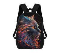 sinyumoney 3D Printed Flame Whiskered Cat Portrait Children Backpacks Kids Cute School Backpack Outdoor Casual Daypack for Boys Middle School Students 17inch