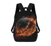 sinyumoney 3D Printed Flaming Basketball Artwork -1 Children's 17inch School Backpack for Kids High Capacity Travel Rucksacks Fashion Book Bags Kids School Bag