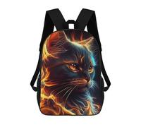 sinyumoney 3D Printed Flaming Feline Fantasy School Backpack With Big Pockets for Kids, Children's Backpacks Book Bags Kids School Bag 17inch