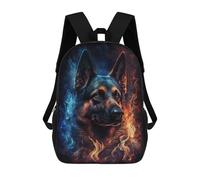 sinyumoney 3D Printed Flaming German Shepherd Art Print -1 School Bag Boys Girls Children's 17inch Backpack School Backpack Casual Fashion Backpack for in School Or Travel