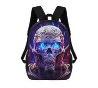 sinyumoney 3D Printed Flaming Skull Artwork -6 Children's School Backpack for Kids High Capacity Travel Rucksacks Fashion Book Bags Kids School Bag Back Pack 17inch