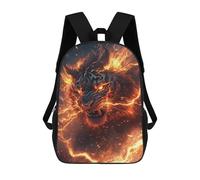sinyumoney 3D Printed Flaming Tiger Artwork Children's 17inch School Backpack for Kids High Capacity Travel Rucksacks Fashion Book Bags Kids School Bag