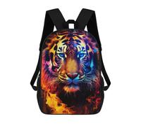 sinyumoney 3D Printed Flaming Tiger Portrait School Backpack With Big Pockets for Kids Children's Backpacks Boy Girl Book Bags Kids School Bag 17inch