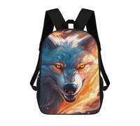sinyumoney 3D Printed Flaming Wolf Fantasy Artwork -1 School Backpack for Kids Children's 17inch Backpacks Boy Girl Book Bags Kids School Bag