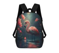 sinyumoney 3D Printed Flamingo Flowers Magic Children's 17inch School Backpack for Kids High Capacity Travel Rucksacks Fashion Book Bags Kids School Bag