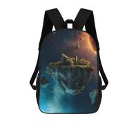sinyumoney 3D Printed Floating Island in Space School Backpack With Big Pockets for Kids, Children's Backpacks Book Bags Kids School Bag 17inch