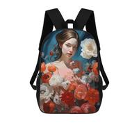 sinyumoney 3D Printed Floral Dream Portrait Children's School Backpack for Kids High Capacity Travel Rucksacks Fashion Book Bags Kids School Bag Back Pack 17inch