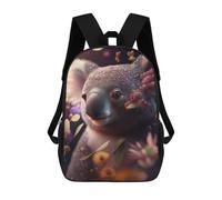 sinyumoney 3D Printed Floral Flowers Koala Children's 17inch School Backpack for Kids High Capacity Travel Rucksacks Fashion Book Bags Kids School Bag