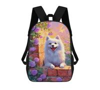 sinyumoney 3D Printed Floral Garden Pomeranian School Backpack Book 17inch Bags Fashion Backpacks Large Capacity Backpack Children Travel Rucksacks