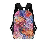 sinyumoney 3D Printed Floral Harmony with Fish Children's School Backpack for Kids High Capacity Travel Rucksacks Fashion Book Bags Kids School Bag Back Pack 17inch