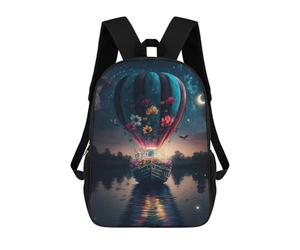 sinyumoney 3D Printed Floral Hot Air Balloon Serenity School Bag Boys Girls Children's School Backpack Casual Fashion Backpack for in School Or Travel 17inch