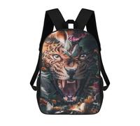 sinyumoney 3D Printed Floral Leopard Children Backpacks Kids Cute School Backpack Outdoor Casual Daypack for Boys Middle School Students 17inch