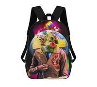 sinyumoney 3D Printed Floral Planet Artistic Fusion School Backpack With Big Pockets for Kids Children's Backpacks Boy Girl Book Bags Kids School Bag 17inch