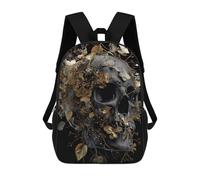 sinyumoney 3D Printed Floral Skull Art Children Backpacks Kids Cute School Backpack Outdoor Casual Daypack for Boys Middle School Students 17inch