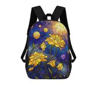 sinyumoney 3D Printed Floral Stained Glass Space Art School Bag Boys Girls Children's School Backpack Casual Fashion Backpack for in School Or Travel 17inch