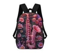 sinyumoney 3D Printed Floral Trumpet Art Children's 17inch School Backpack for Kids High Capacity Travel Rucksacks Fashion Book Bags Kids School Bag