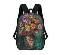sinyumoney 3D Printed Floral Vase Art Print School Bag Boys Girls Children's 17inch Backpack School Backpack Casual Fashion Backpack for in School Or Travel