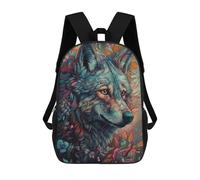 sinyumoney 3D Printed Floral Wolf Portrait Children's School Backpack for Kids High Capacity Travel Rucksacks Fashion Book Bags Kids School Bag Back Pack 17inch