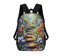 sinyumoney 3D Printed Flower Garden Art Painting Children Backpacks Kids Cute School Backpack Outdoor Casual Daypack for Boys Middle School Students 17inch