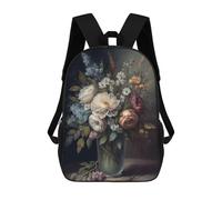 sinyumoney 3D Printed Flower Still Life Painting Children's 17inch School Backpack for Kids High Capacity Travel Rucksacks Fashion Book Bags Kids School Bag