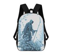 sinyumoney 3D Printed Flowery Reaper Children Backpacks Kids Cute School Backpack Outdoor Casual Daypack for Boys Middle School Students 17inch