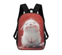 sinyumoney 3D Printed Fluffy White Bunny Children School Backpack Fashion Rucksack Casual Travel 17inch Backpacks Large Capacity Daypack for Boys Girls