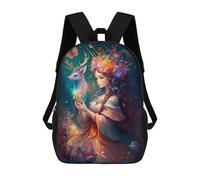 sinyumoney 3D Printed Forest Forest Queen School Bags Kids Backpacks Casual Fashion Backpacks Book Bags for Boys Elementary And Middle School Students 17inch