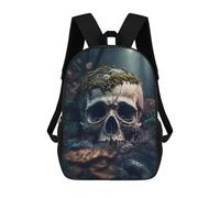 sinyumoney 3D Printed Forest Skull with Moss Children Backpacks Kids Cute School Backpack Outdoor Casual Daypack for Boys Middle School Students 17inch