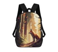 sinyumoney 3D Printed Fox Animal Forest School Backpack With Big Pockets for Kids Children's Backpacks Boy Girl Book Bags Kids School Bag 17inch