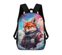 sinyumoney 3D Printed Fox Astronaut in Space Children's School Backpack for Kids High Capacity Travel Rucksacks Fashion Book Bags Kids School Bag Back Pack 17inch