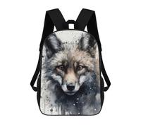 sinyumoney 3D Printed Fox Beauty Black Ink Children Backpacks Kids Cute School Backpack Outdoor Casual Daypack for Boys Middle School Students 17inch