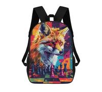 sinyumoney 3D Printed Fox Chess Strategy Art Print -2 School Bag Boys Girls Children's 17inch Backpack School Backpack Casual Fashion Backpack for in School Or Travel