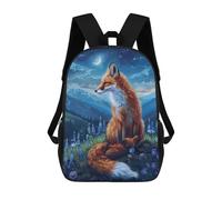 sinyumoney 3D Printed Fox Family in Moonlit Field School Backpack for Kids Children's 17inch Backpacks Boy Girl Book Bags Kids School Bag
