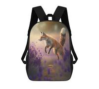 sinyumoney 3D Printed Fox Florence Flower Field School Bag Boys Girls Children's School Backpack Casual Fashion Backpack for in School Or Travel 17inch