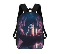 sinyumoney 3D Printed Fox in A Boat with Candle Children's School Backpack for Kids High Capacity Travel Rucksacks Fashion Book Bags Kids School Bag Back Pack 17inch