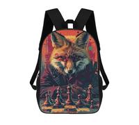 sinyumoney 3D Printed Fox Master Chess Game Art Print School Backpack With Big Pockets for Kids, Children's Backpacks Book Bags Kids School Bag 17inch