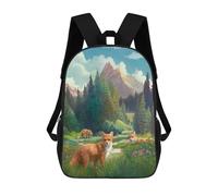sinyumoney 3D Printed Fox Meadow Children's School Backpack for Kids High Capacity Travel Rucksacks Fashion Book Bags Kids School Bag Back Pack 17inch