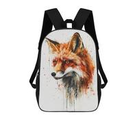 sinyumoney 3D Printed Fox Watercolor Children Backpacks Kids Cute School Backpack Outdoor Casual Daypack for Boys Middle School Students 17inch