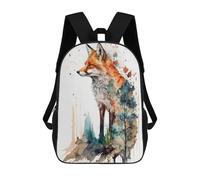 sinyumoney 3D Printed Fox Watercolor School Book Bags Fashion Kids Large Capacity Backpack Children School Bag Travel Rucksacks 17inch