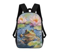 sinyumoney 3D Printed Frog And Lotus Pond Scene Children's School Backpack for Kids High Capacity Travel Rucksacks Fashion Book Bags Kids School Bag Back Pack 17inch