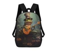 sinyumoney 3D Printed Frog Playing Guitar School Book Bags Fashion Kids Large Capacity Backpack Children School Bag Travel Rucksacks 17inch