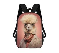 sinyumoney 3D Printed Funny Alpaca Animal Children's 17inch School Backpack for Kids High Capacity Travel Rucksacks Fashion Book Bags Kids School Bag