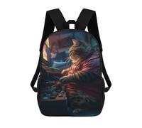 sinyumoney 3D Printed Funny Fat Hacker Cat Nerd School Bags Kids 17inch Backpacks Casual Fashion School Bag Backpacks Book Bags for Boys Elementary And Middle School Students