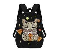 sinyumoney 3D Printed Funny Pizza Cat In Space Children School Bookbags Fashion Rucksack Casual Travel Children's Backpacks Large Capacity Daypack for Boys Girls 17inch