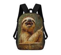 sinyumoney 3D Printed Funny Sloth Spaghetti Food Children's 17inch School Backpack for Kids High Capacity Travel Rucksacks Fashion Book Bags Kids School Bag