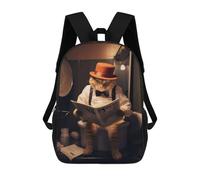 sinyumoney 3D Printed Funny Toilet Cat Reading Children School Backpack Fashion Rucksack Casual Travel 17inch Backpacks Large Capacity Daypack for Boys Girls