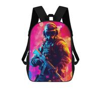 sinyumoney 3D Printed Future Soldier in Neon Lights Children Backpacks Kids Cute School Backpack Outdoor Casual Daypack for Boys Middle School Students 17inch