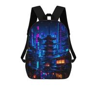 sinyumoney 3D Printed Futuristic Japanese Cityscape at Night Children Backpacks Kids Cute School Backpack Outdoor Casual Daypack for Boys Middle School Students 17inch