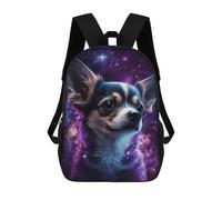 sinyumoney 3D Printed Galactic Chihuahua Portrait -5 Children's 17inch School Backpack for Kids High Capacity Travel Rucksacks Fashion Book Bags Kids School Bag