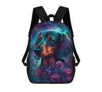 sinyumoney 3D Printed Galactic Dachshund with Flowers -11 School Backpack Book 17inch Bags Fashion Backpacks Large Capacity Backpack Children Travel Rucksacks